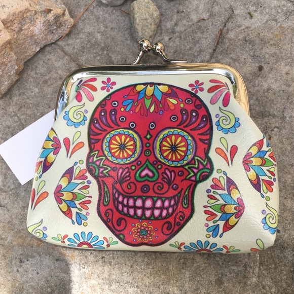 Sugar Skull Printed Frame Coin Purse - Picture 2 of 5